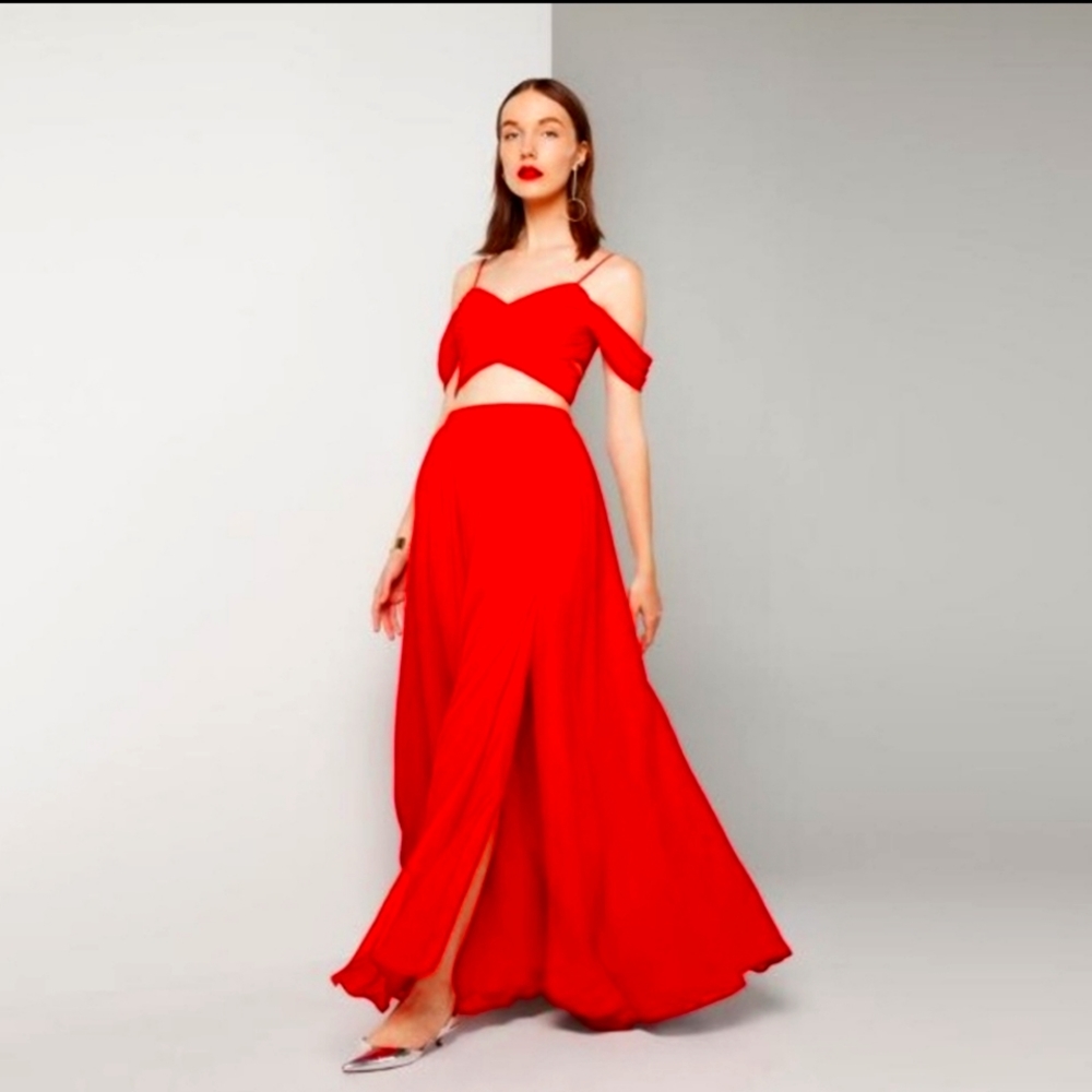 NWT Fame and Partners RED two piece gown